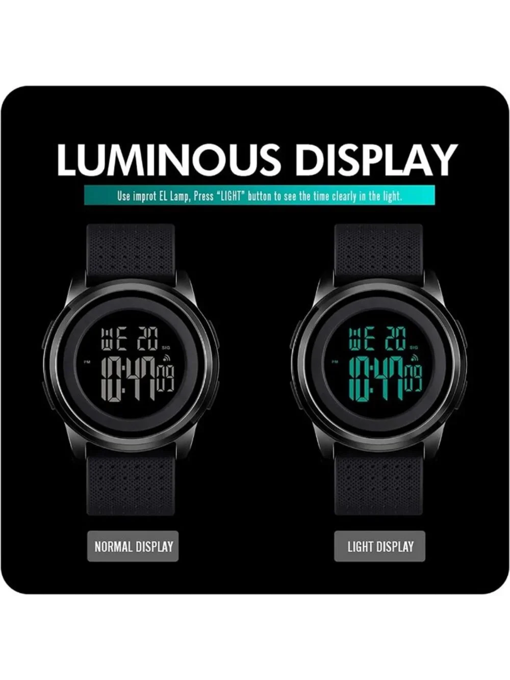 Ultra-Thin Waterproof Digital Sports Watch for Men & Women, Stainless Steel